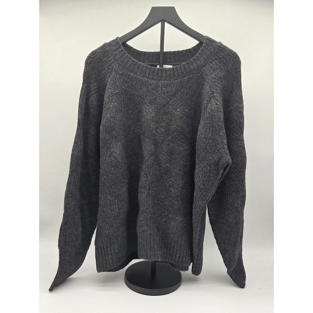 Market & Spruce Women's XL Charcoal Gray Knit Crewneck Sweater NWT 101-784